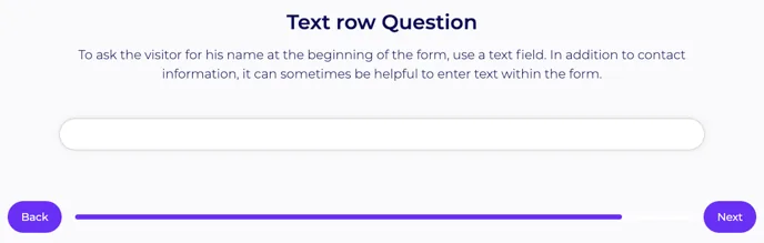 Example of a text row question with an empty input field