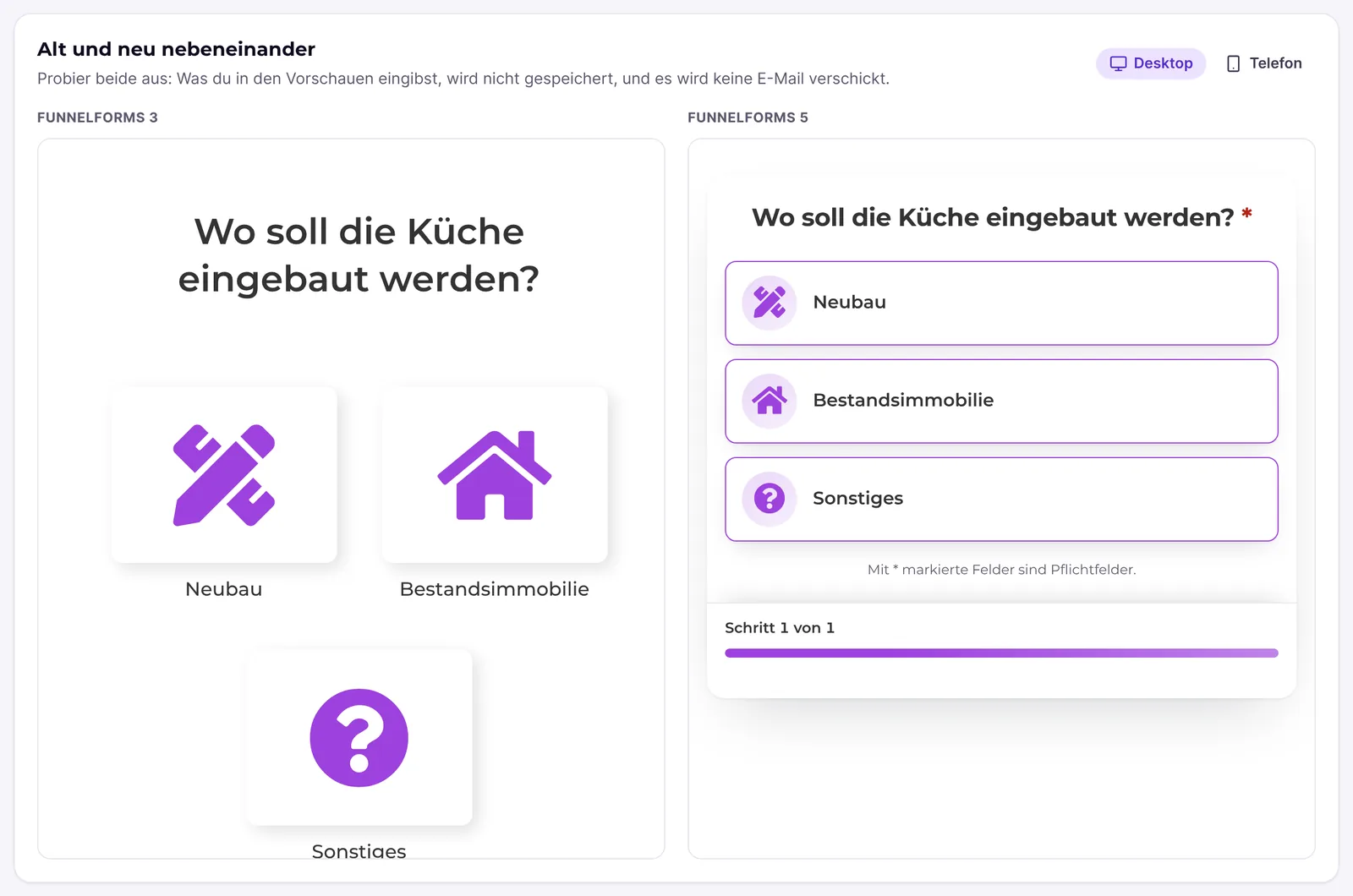 Alte und neue Version nebeneinander